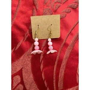 NWOT Pink and Gold Sakura 2 1/4" Drop Earrings